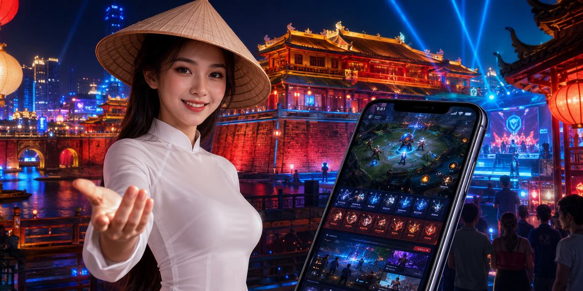 Người chơi esports truy cập 431 qua điện thoại tại lễ hội Huế